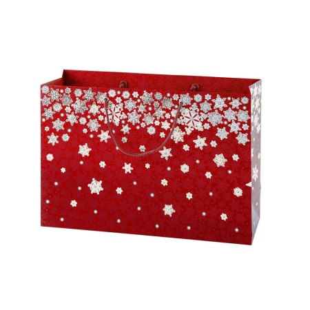 Новогодняя упаковка «Красный пакет со снежинками»